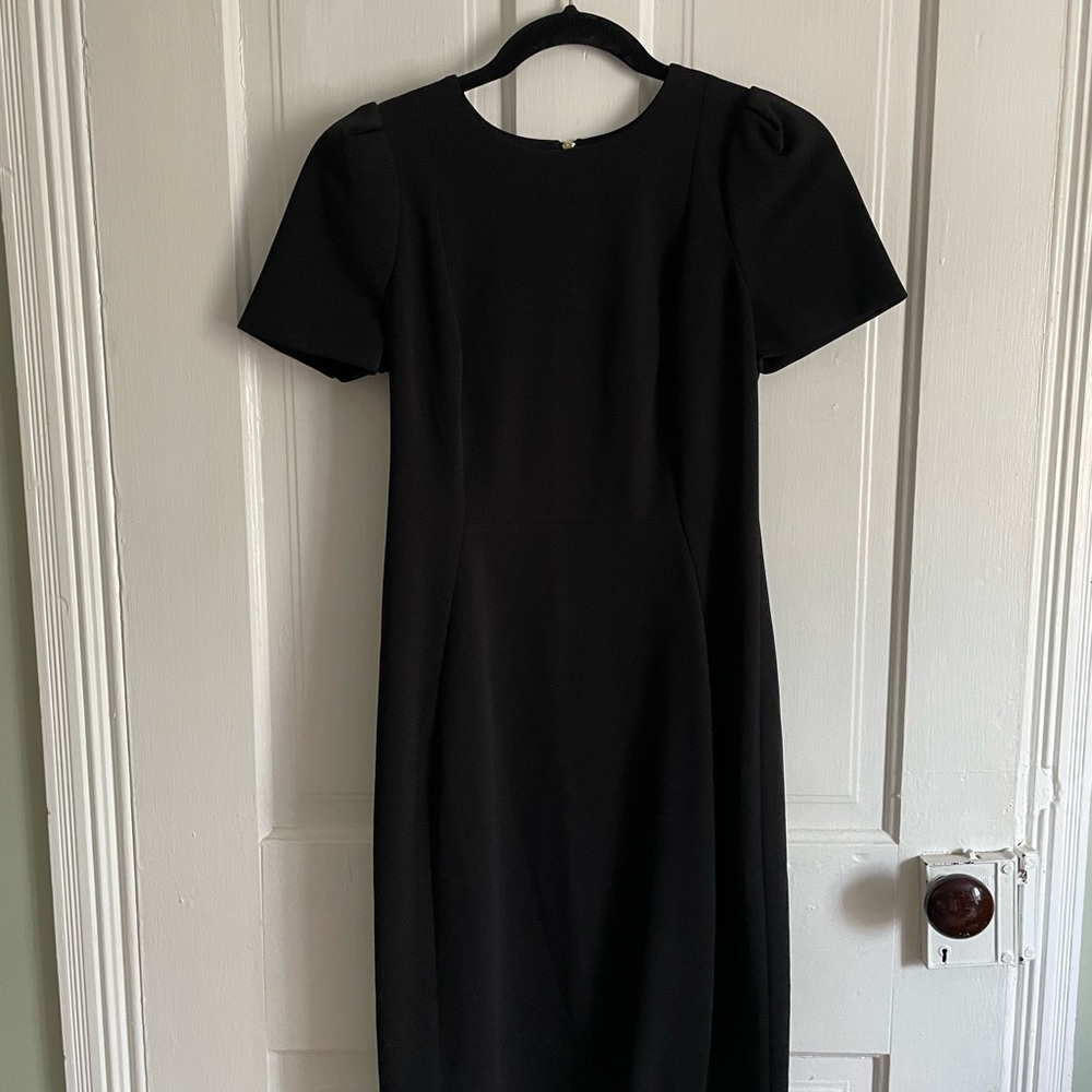 CALVIN KLEIN black puff-sleeve work dress, 4